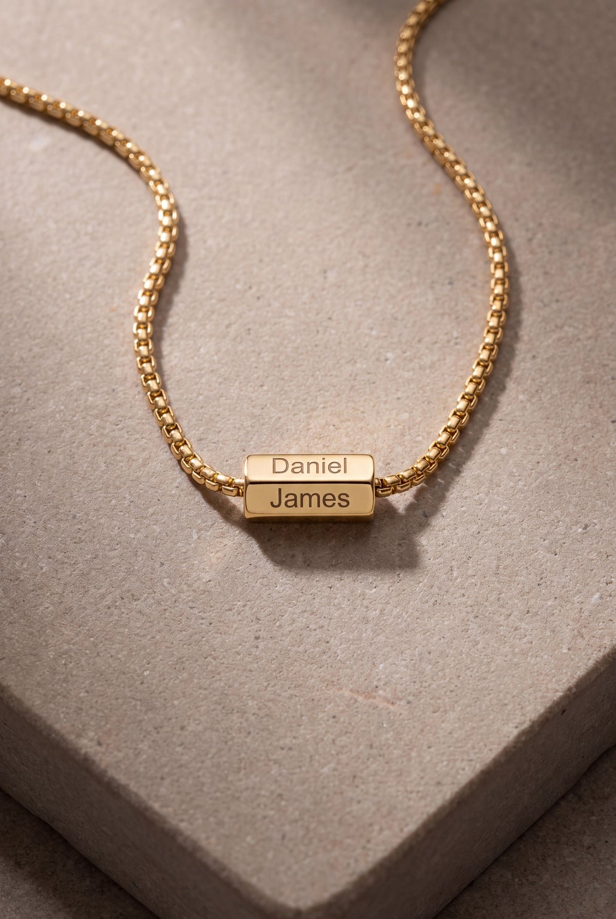 Men's Engraved Bar Bead Necklace – product detail