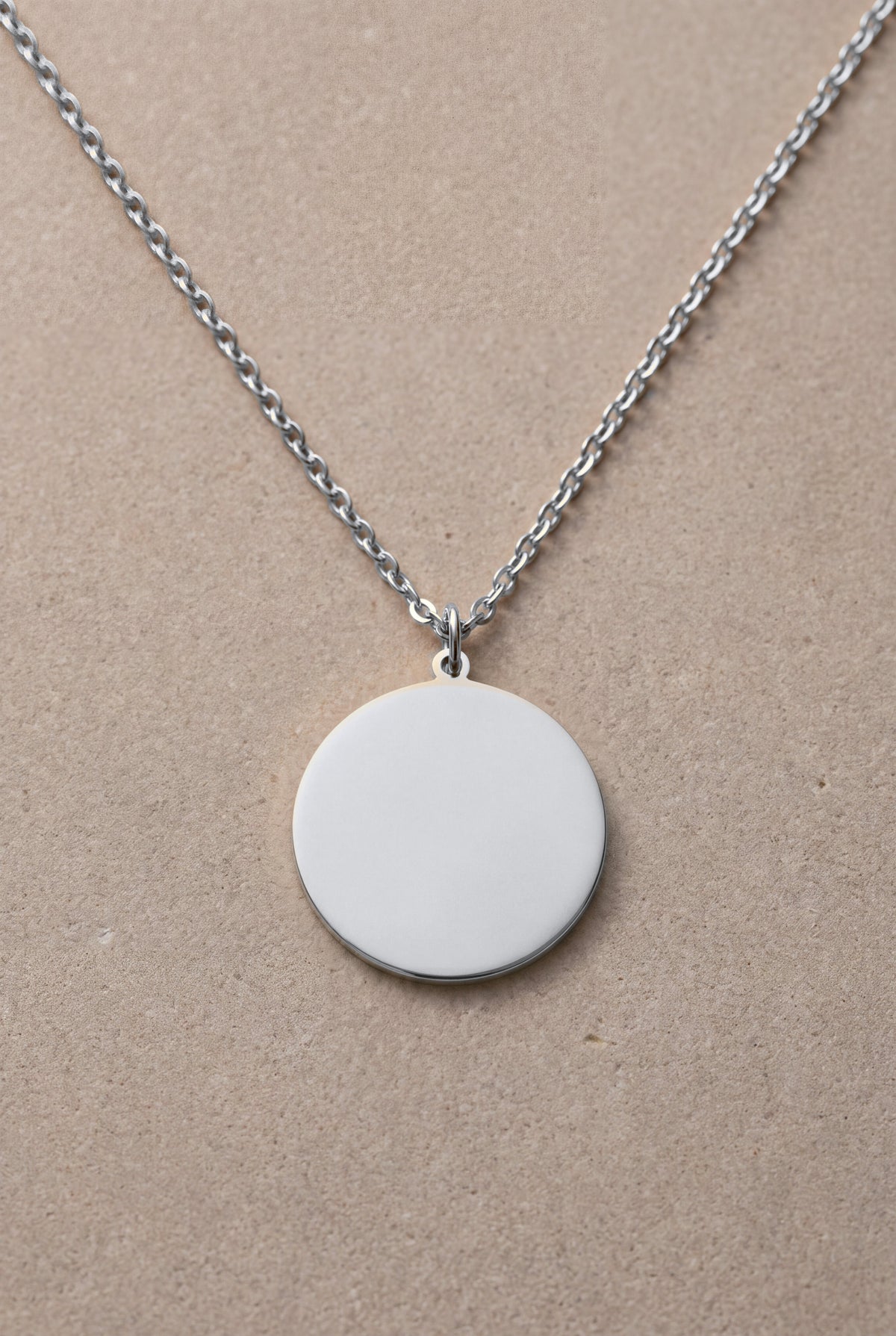 Men's Engraved Photo Disc Necklace – blank silver disc: upload your photo to see it engraved here