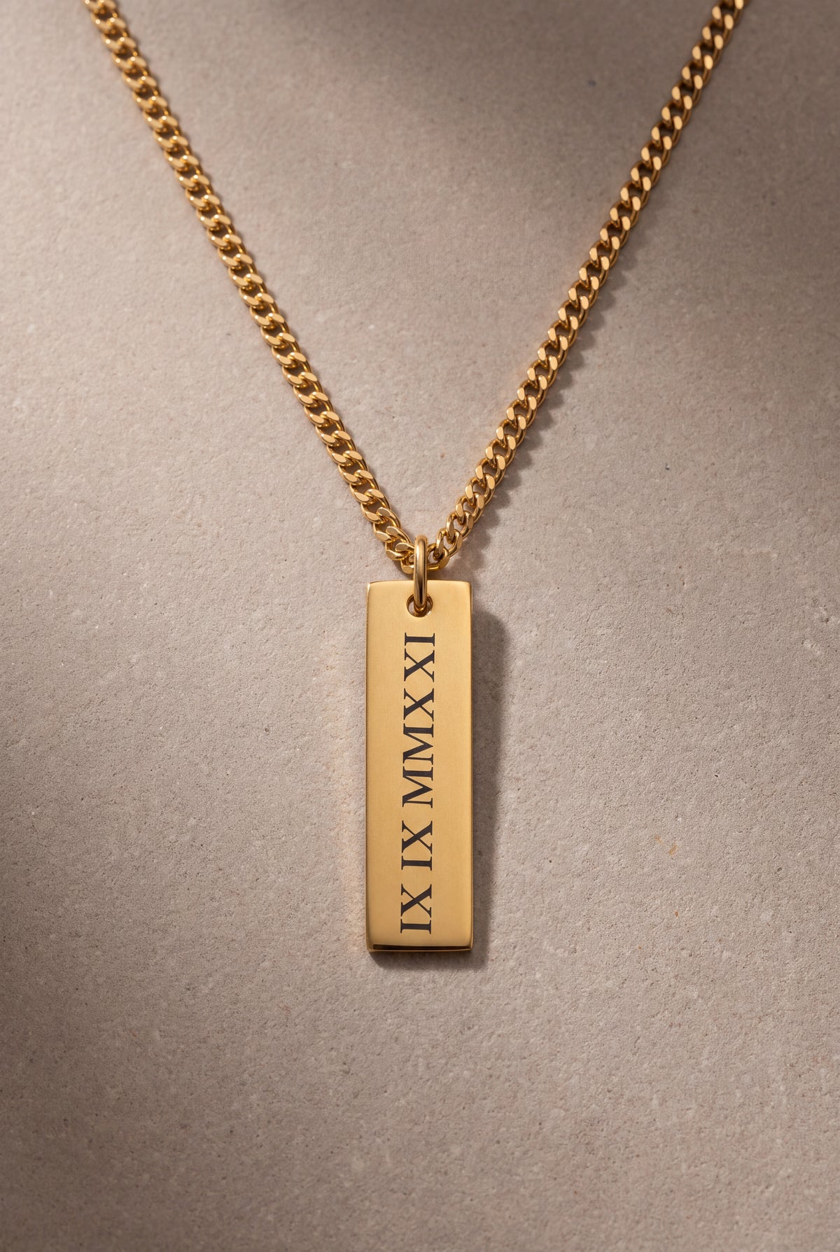 Men's Roman Numeral Bar Necklace – product detail