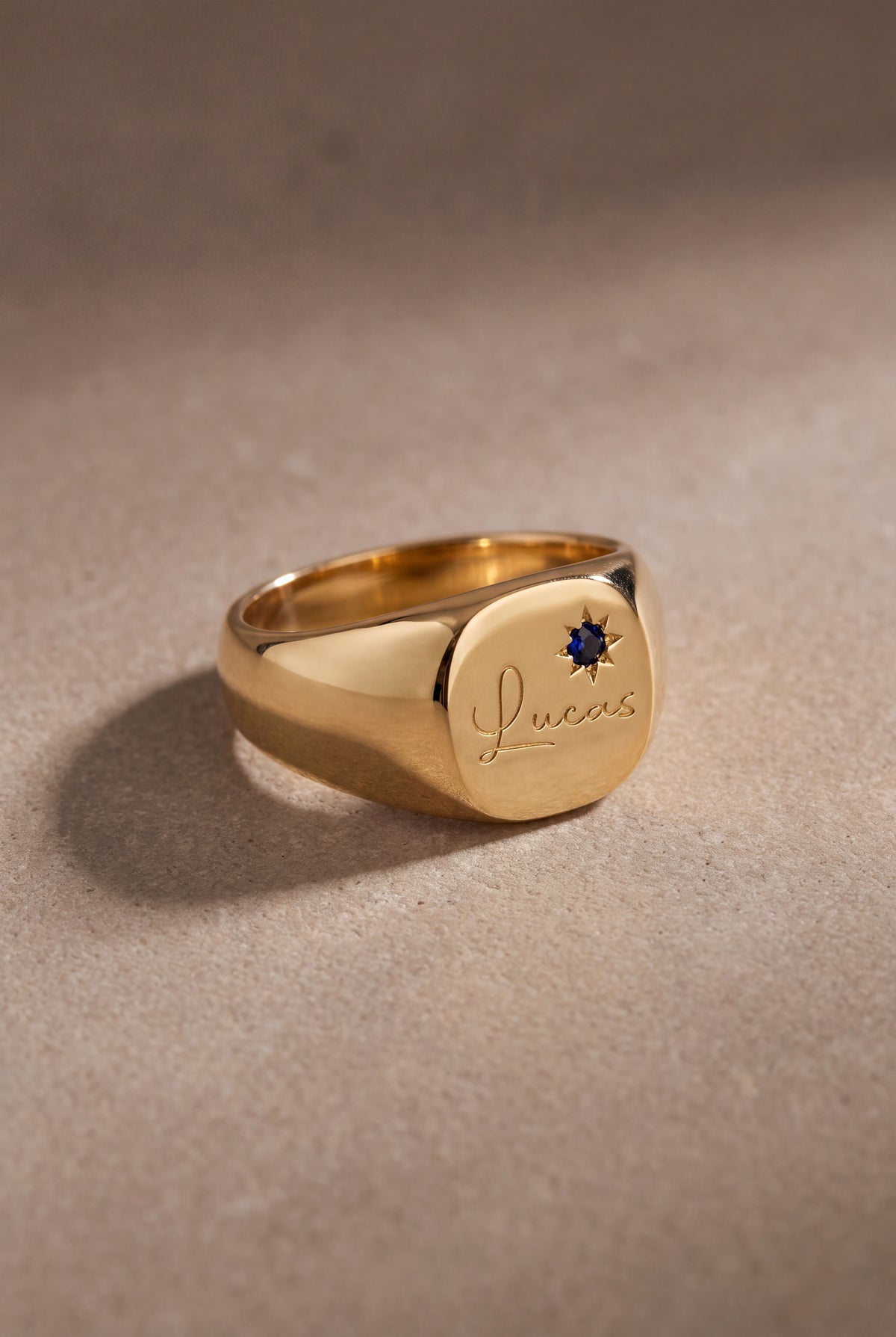 Men's Signet Ring with Name & Birthstone – product detail