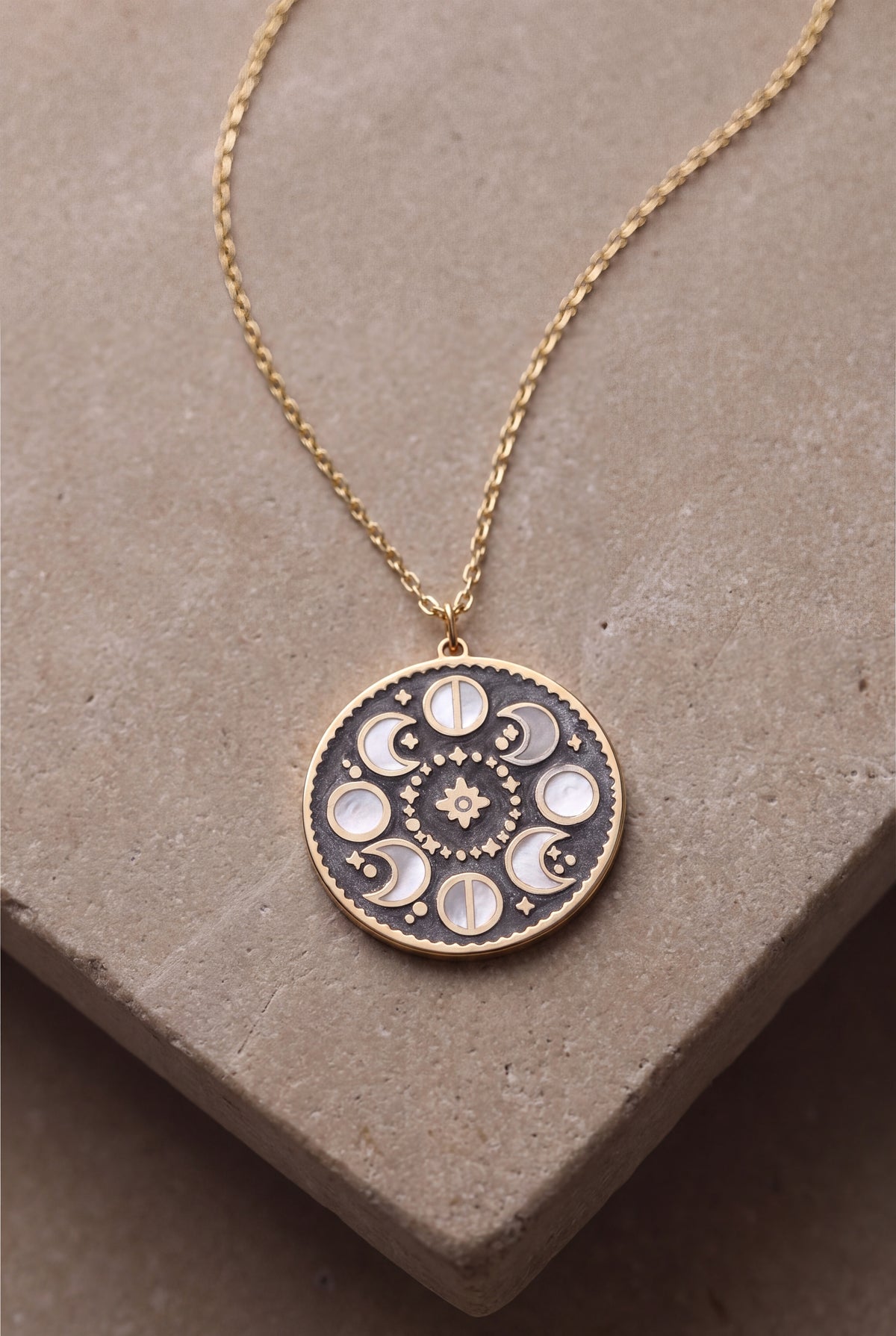 Moon Phase Medallion Necklace – product detail