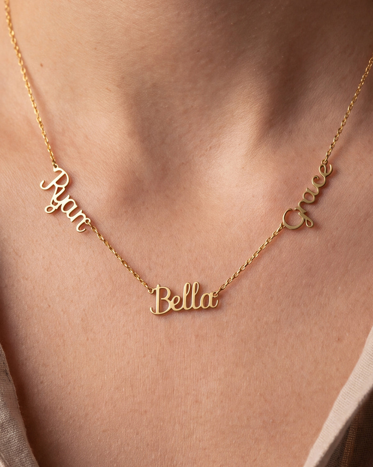 Multiple Name Family Necklace – close-up