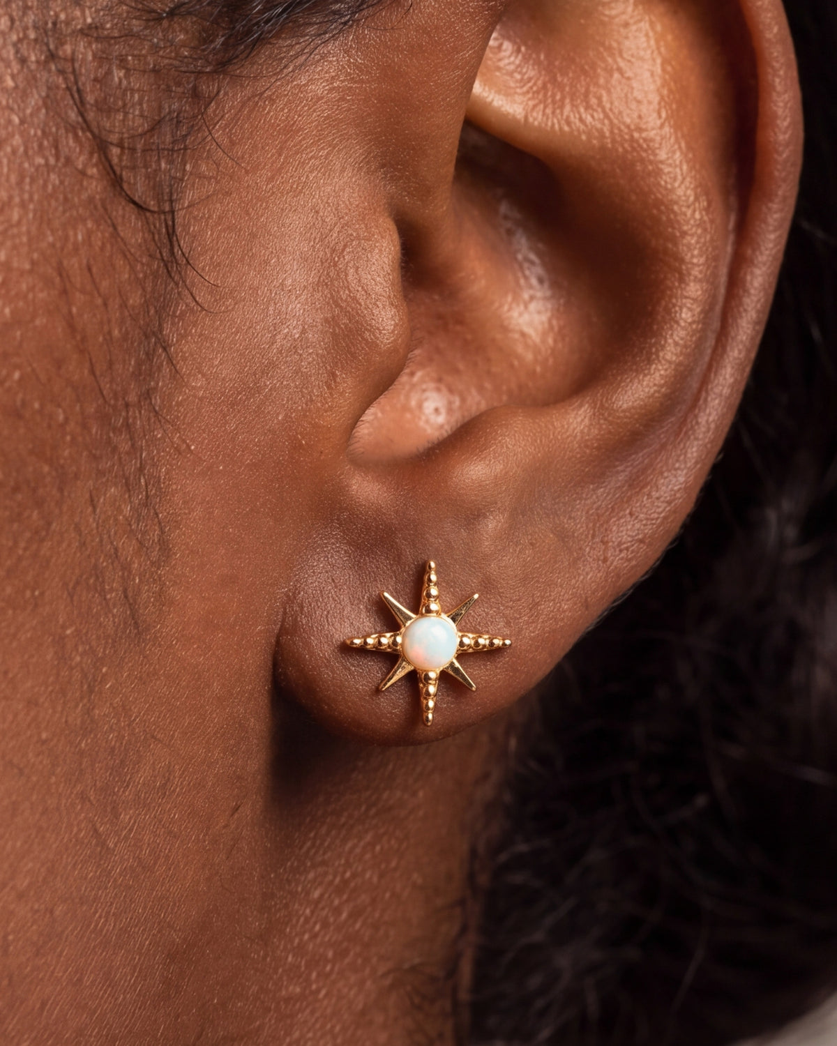 Opal North Star Stud Earrings – close-up