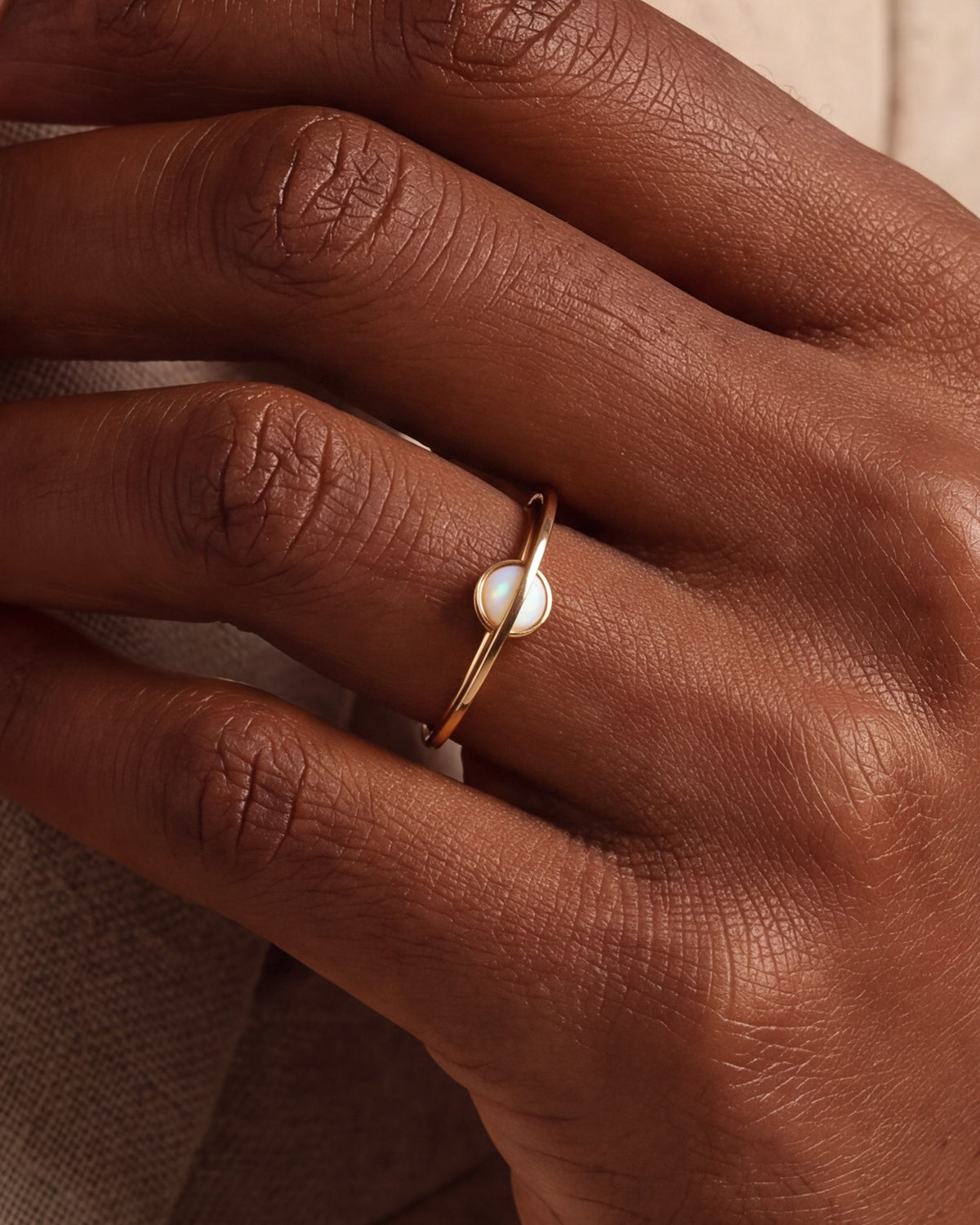 Opal Saturn Ring – close-up