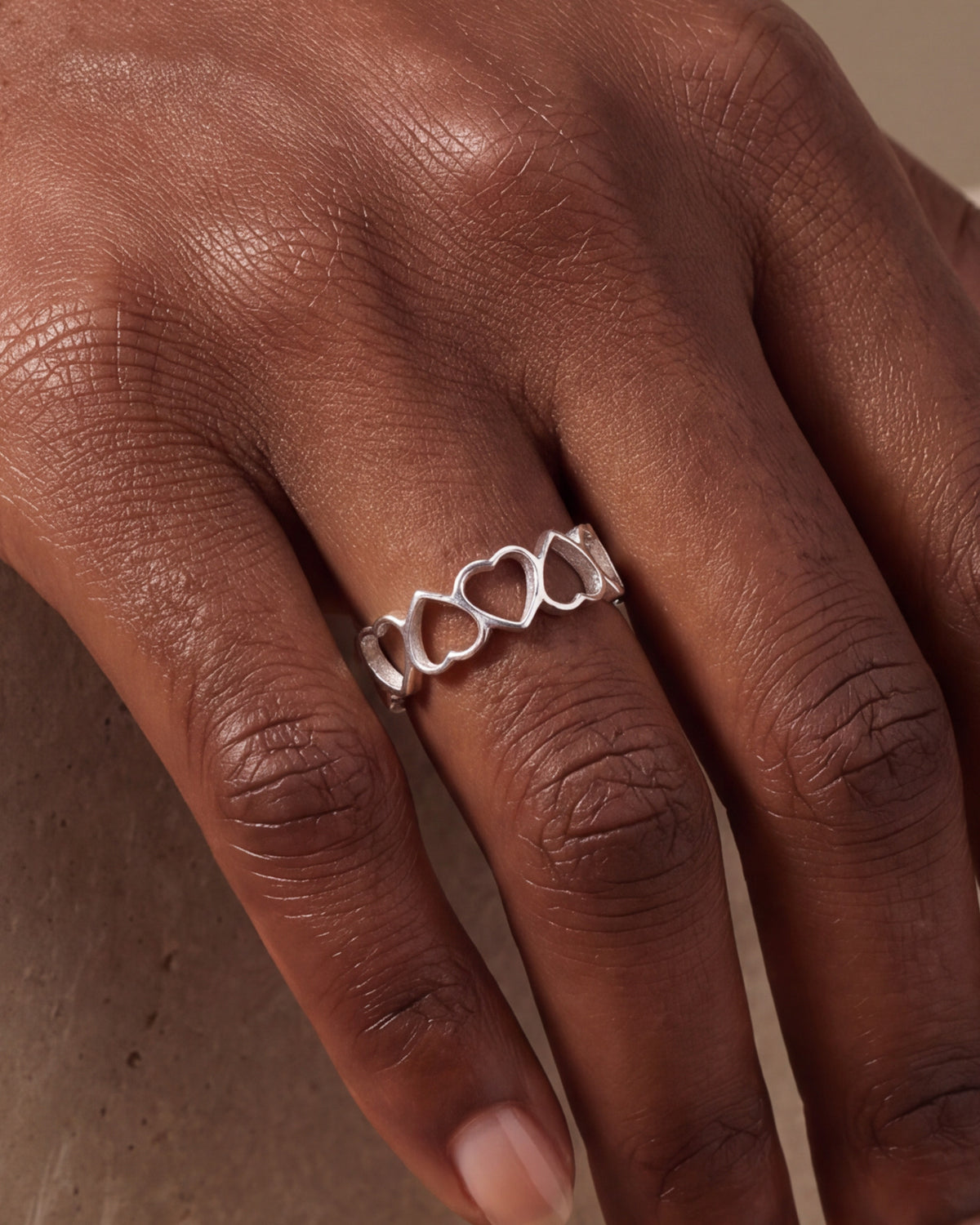 Open Heart Band Ring – close-up