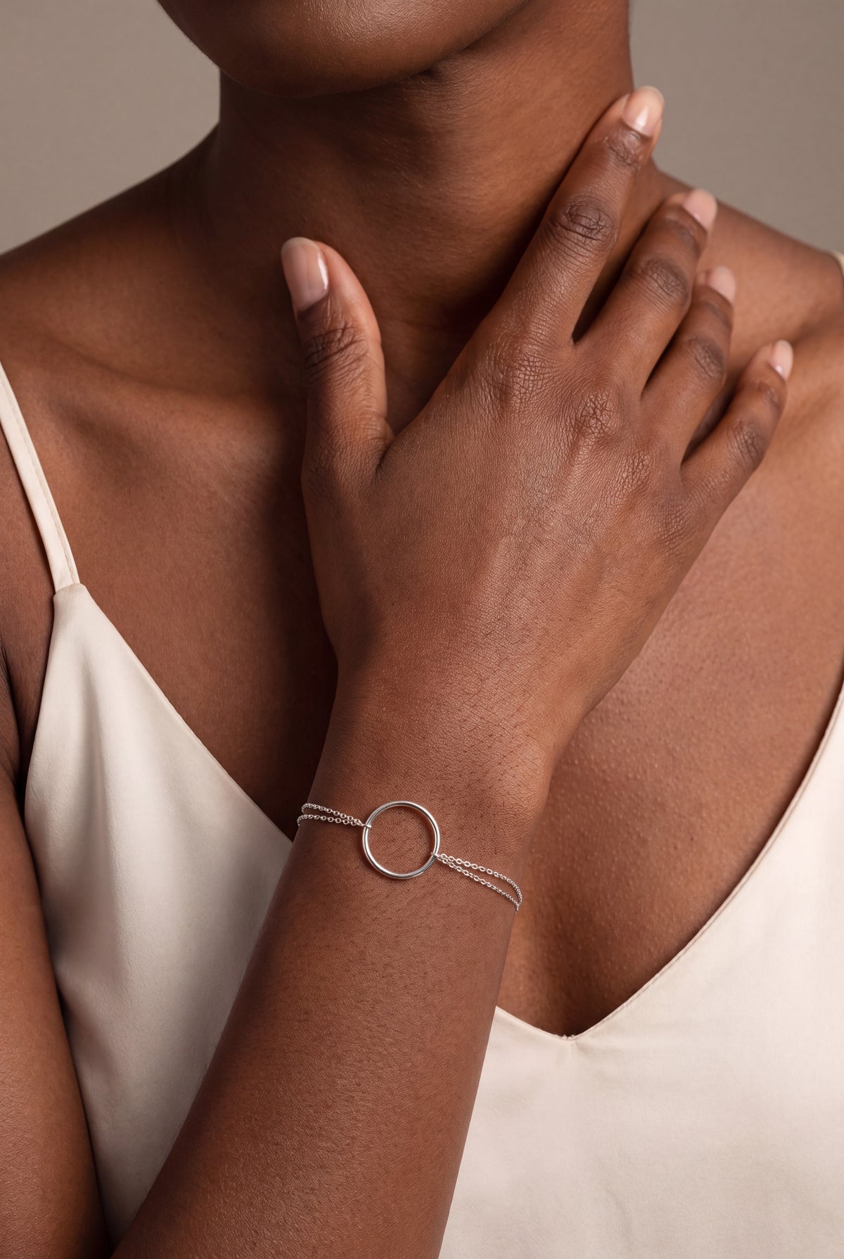 Personalizable Open Circle Bracelet – on model
