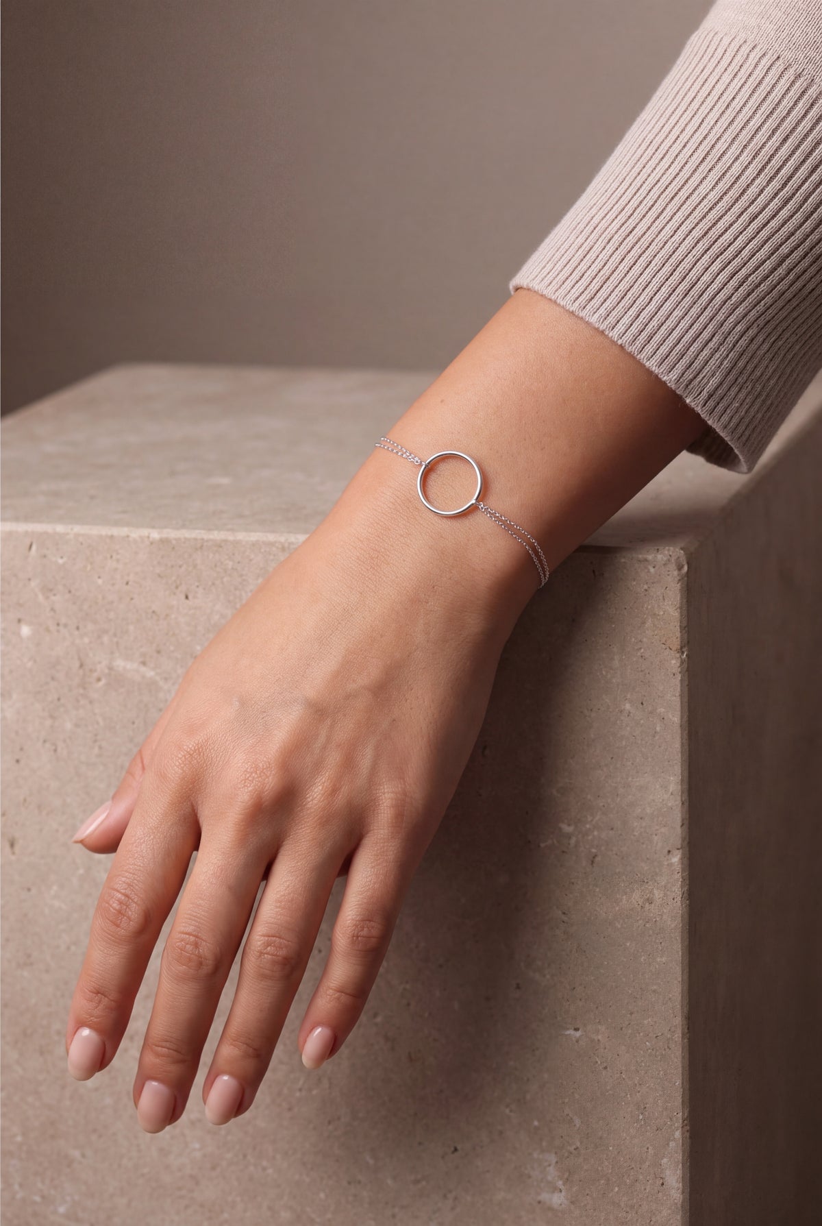 Personalizable Open Circle Bracelet – on model, second view