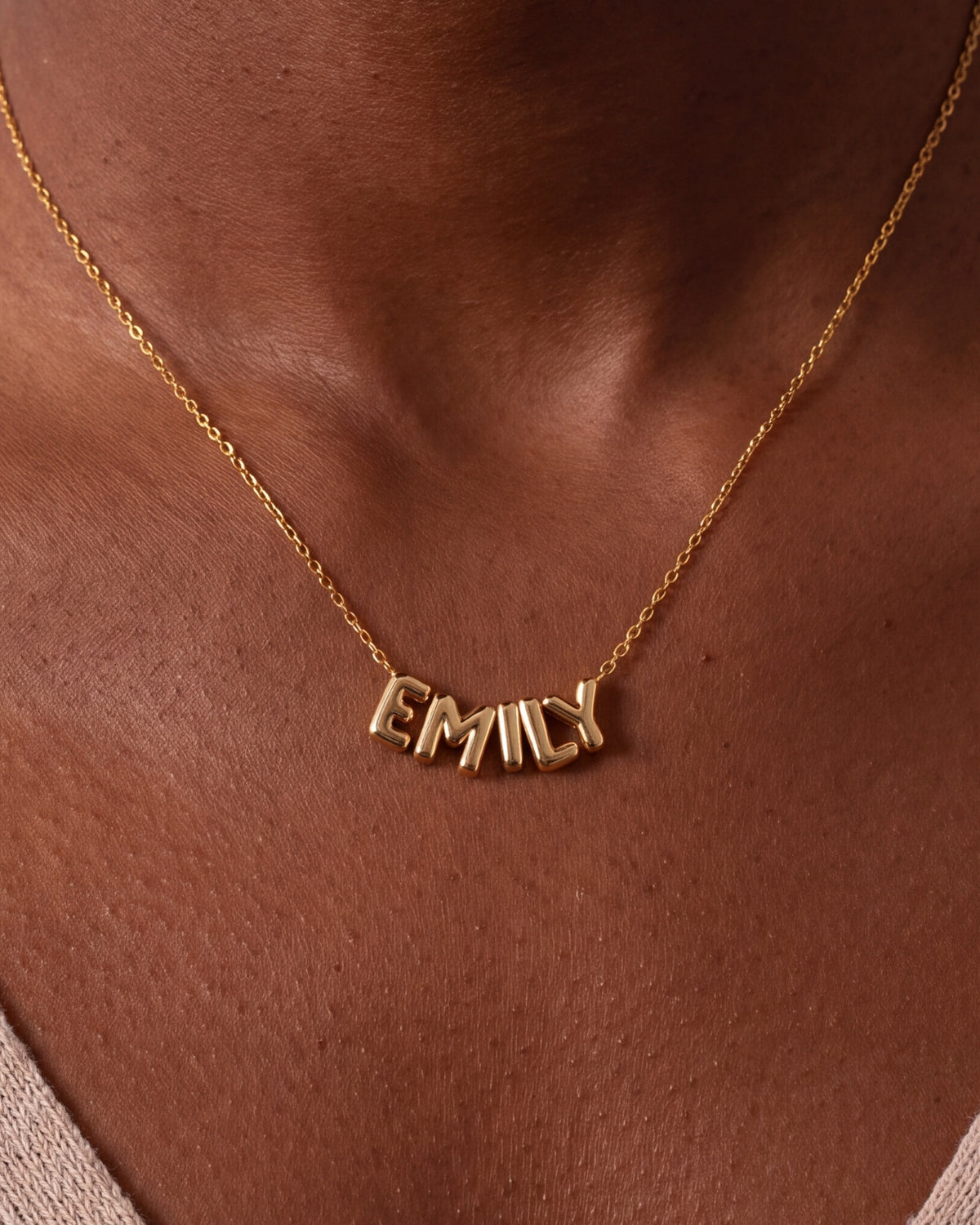 Personalized Balloon Letter Name Necklace – close-up