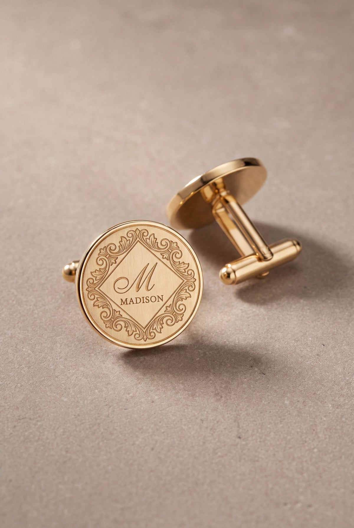 Personalized Baroque Frame Initial & Name Cufflinks – product detail