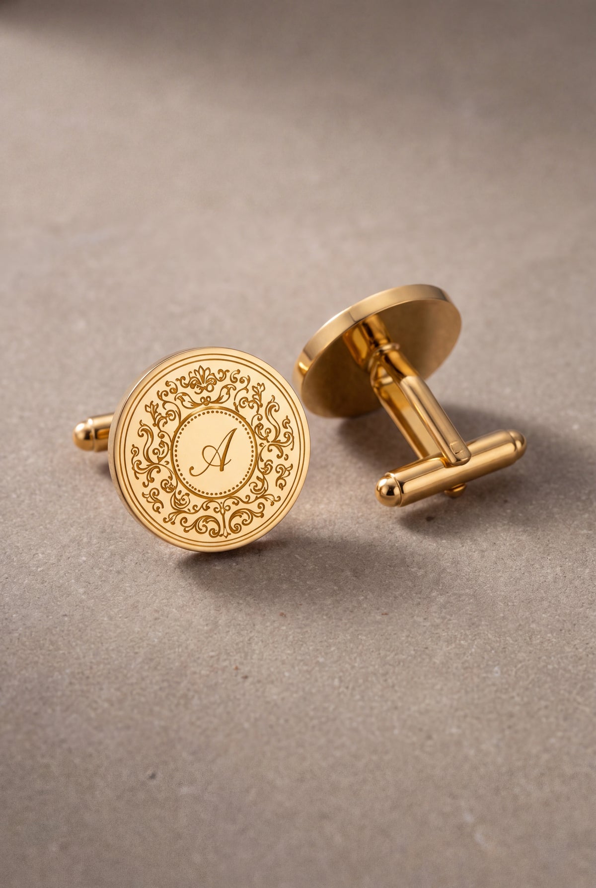 Personalized Baroque Script Initial Cufflinks – product detail
