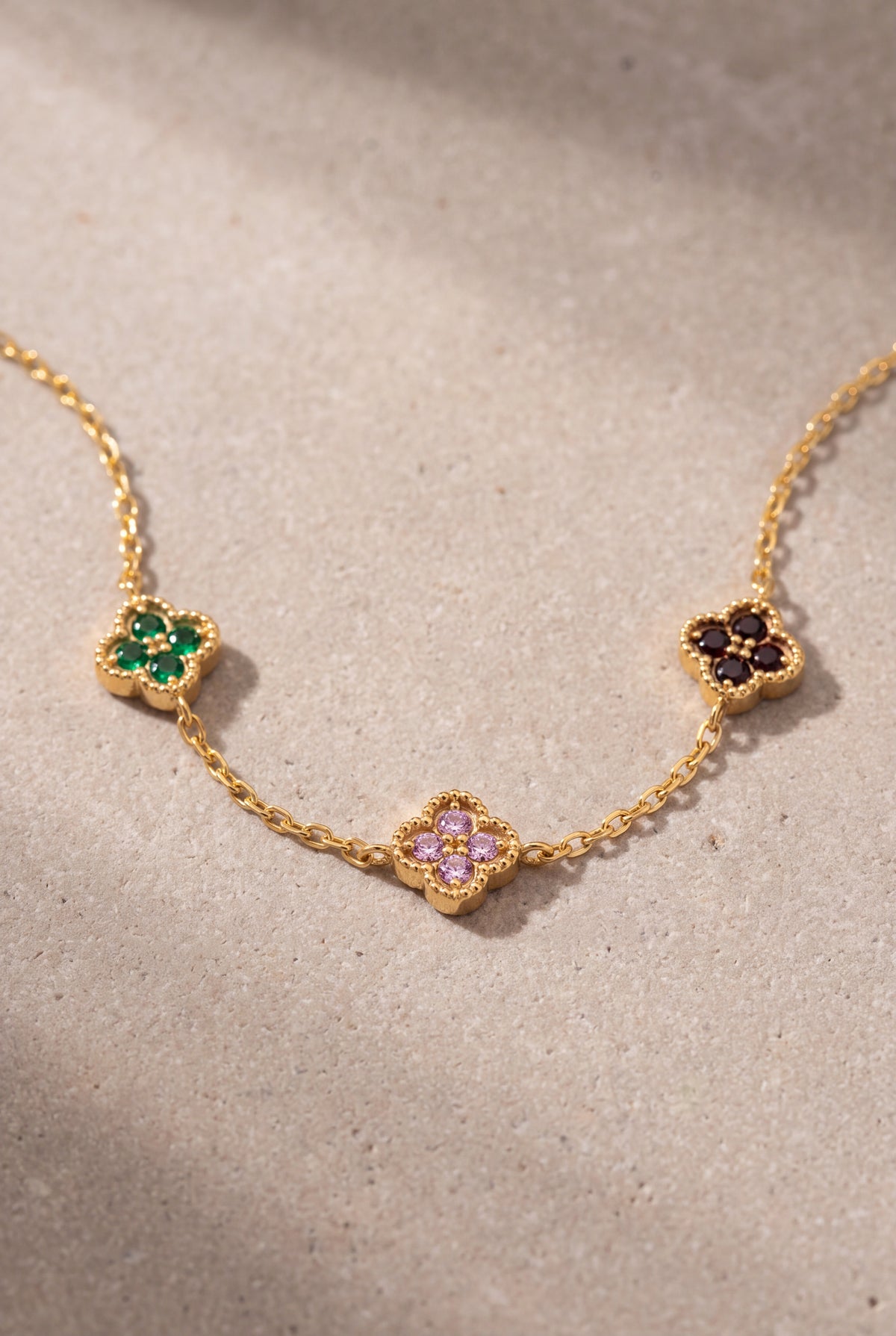 Personalized Birthstone Clover Station Bracelet – product detail