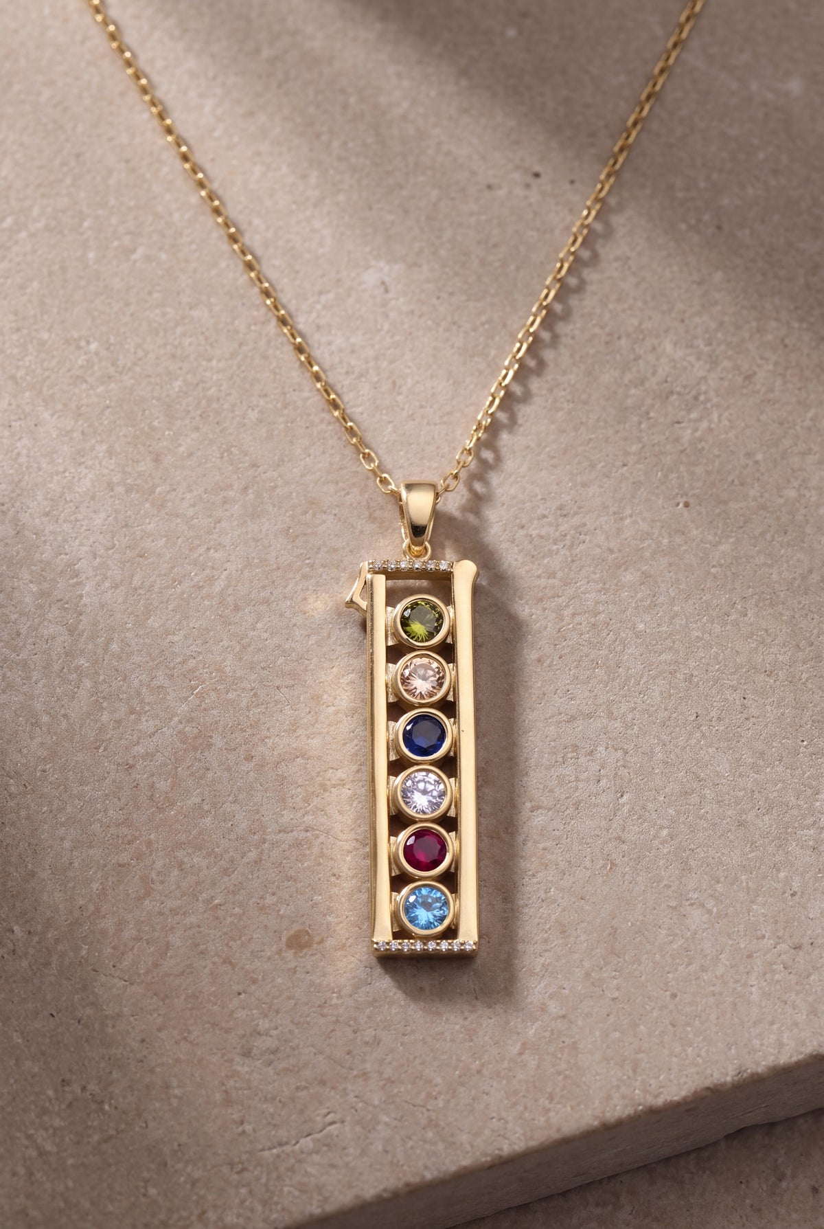 Personalized Birthstone Column Pendant Necklace – product detail