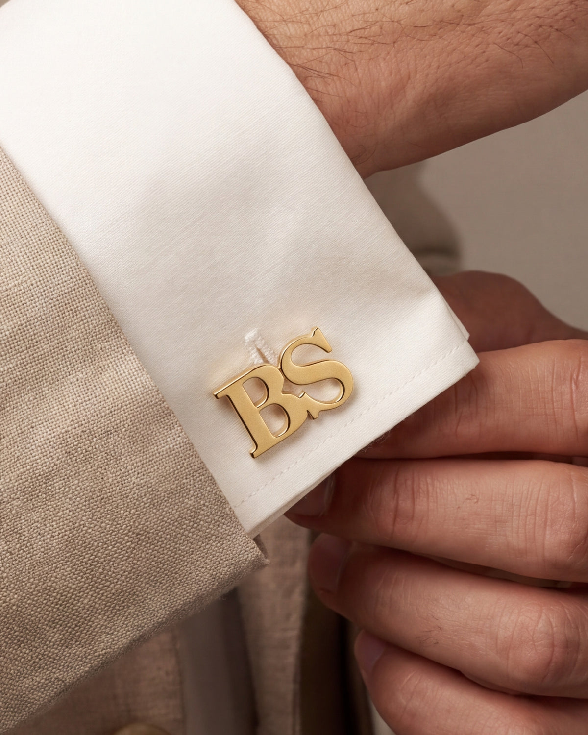 Personalized Block Initial Cufflinks – close-up