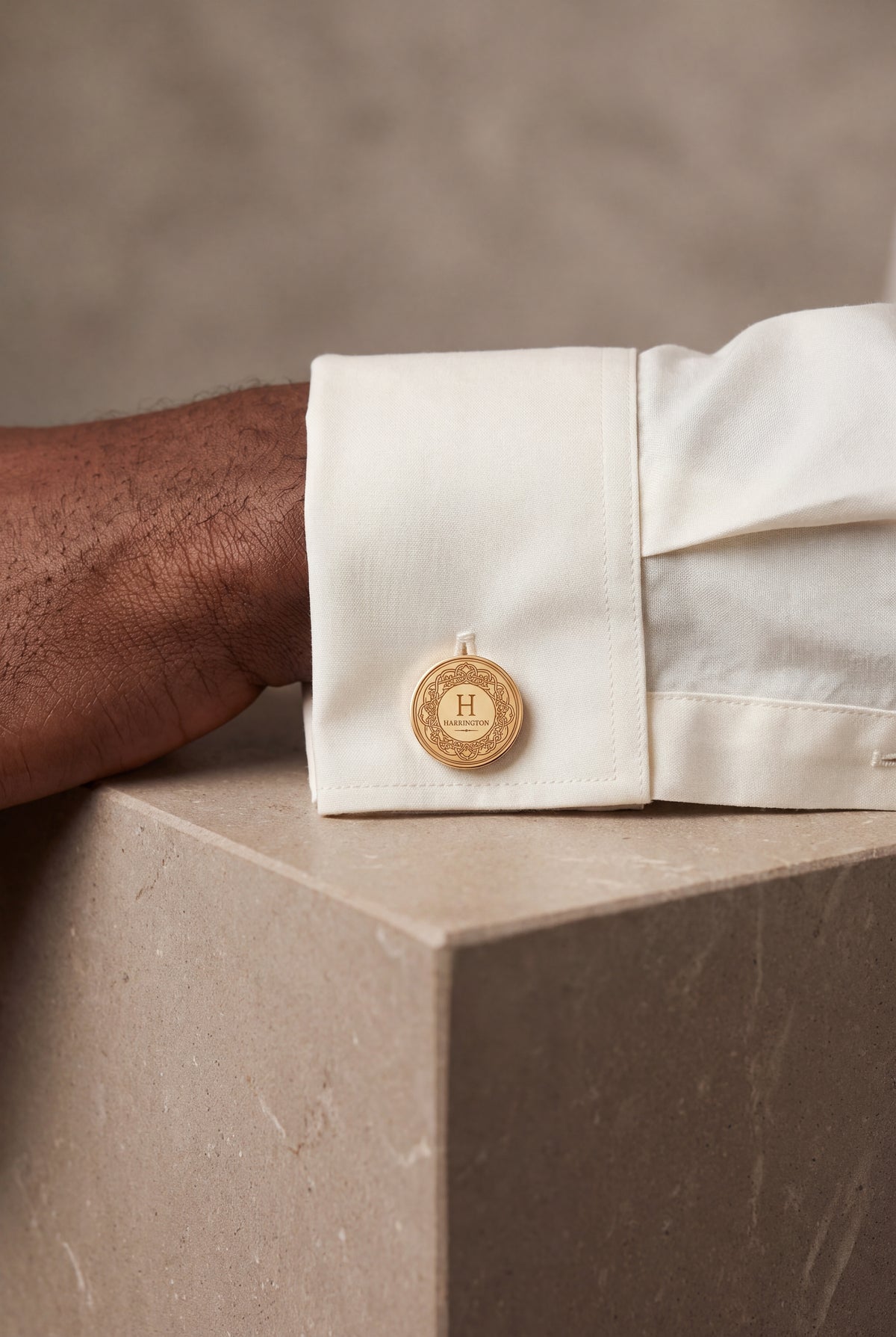 Personalized Celtic Knot Initial & Surname Cufflinks – on model, second view