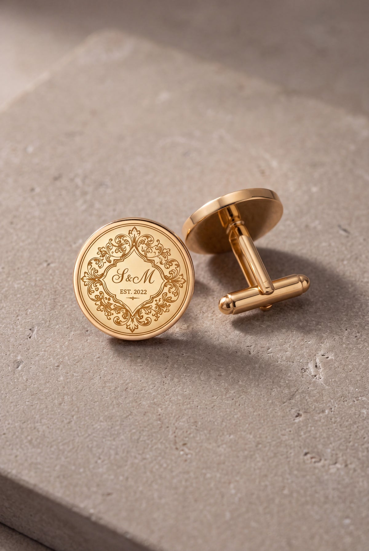 Personalized Couple Monogram & Year Diamond Frame Cufflinks – product detail