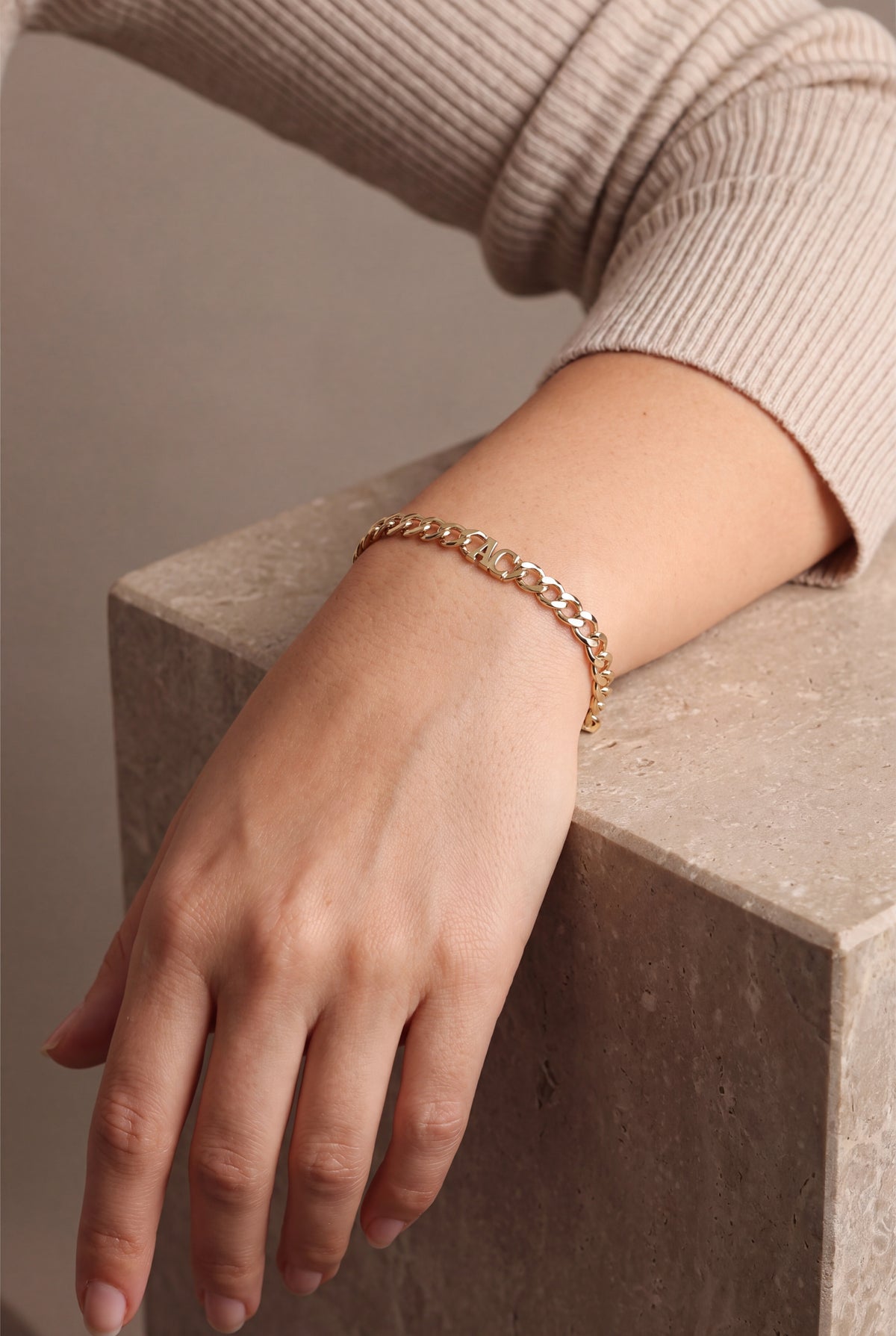 Personalized Curb Chain Bracelet – on model, second view