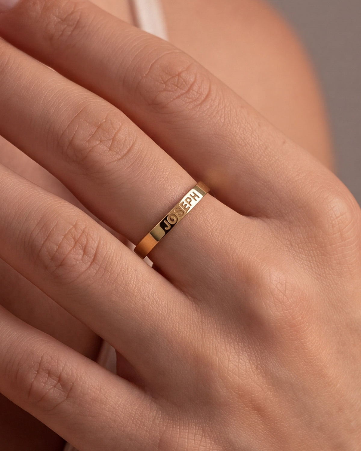 Personalized Engraved Name Band Ring – close-up