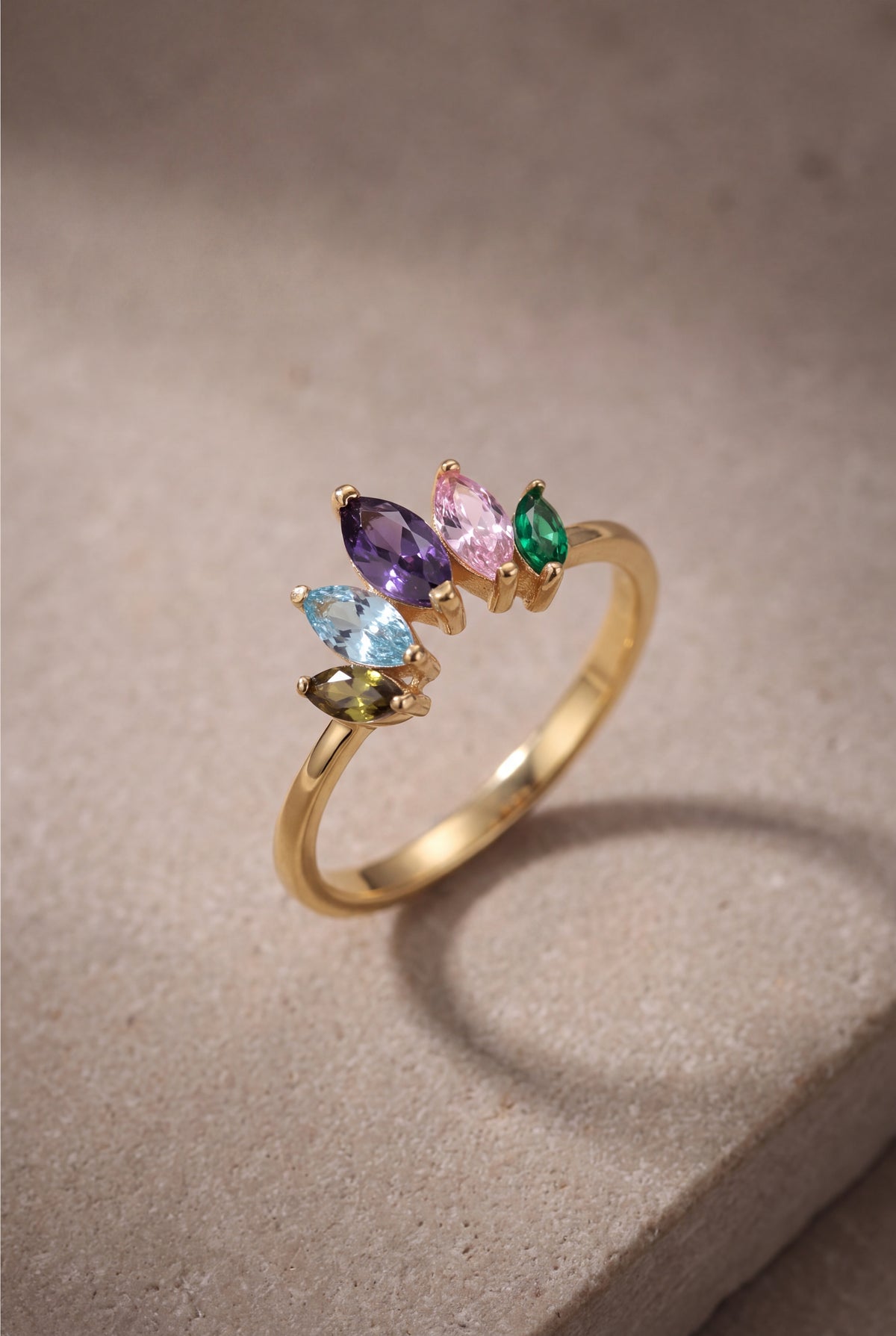 Personalized Five Marquise Birthstone Ring – product detail