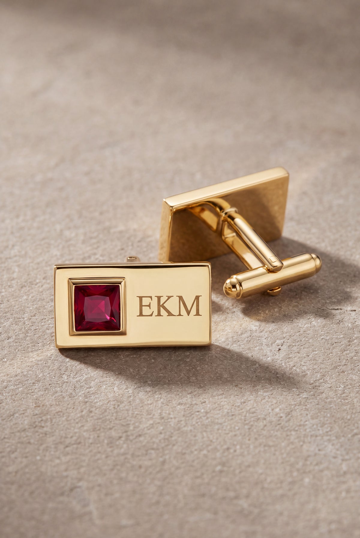 Personalized Initials & Square Stone Bar Cufflinks – product detail