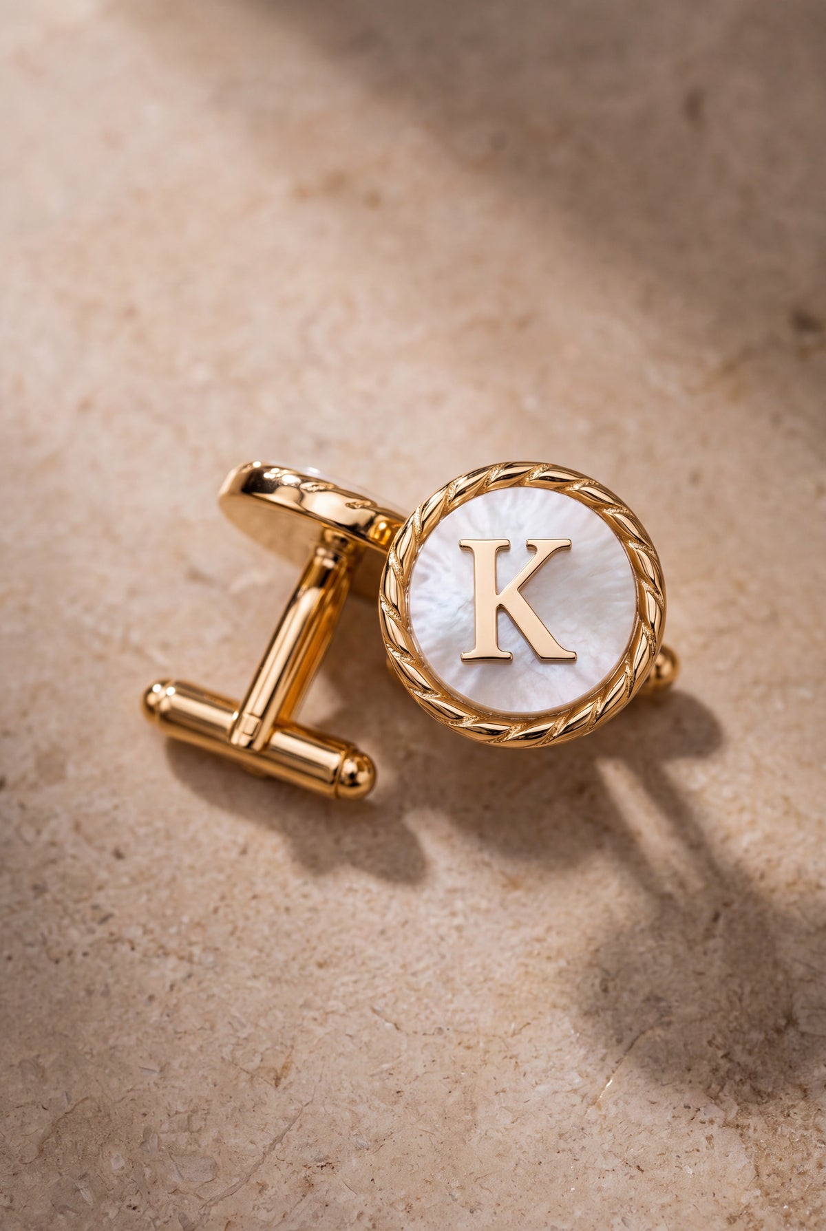 Personalized Mother-of-Pearl Initial Cufflinks – product detail
