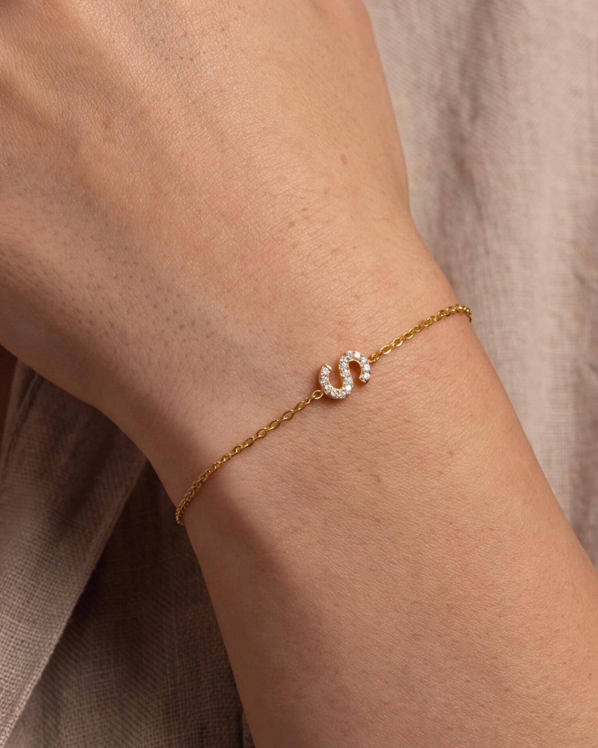 Personalized Sparkling Initial Bracelet – close-up