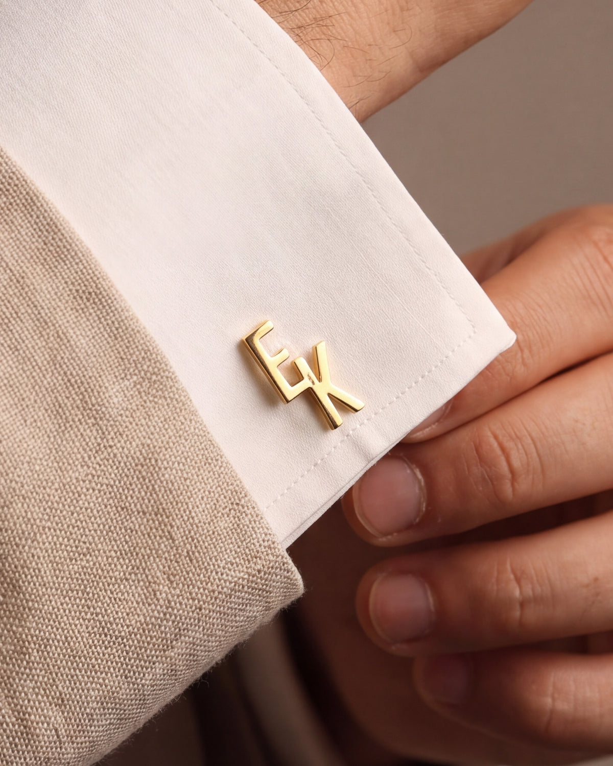 Personalized Stepped Initial Cufflinks – close-up