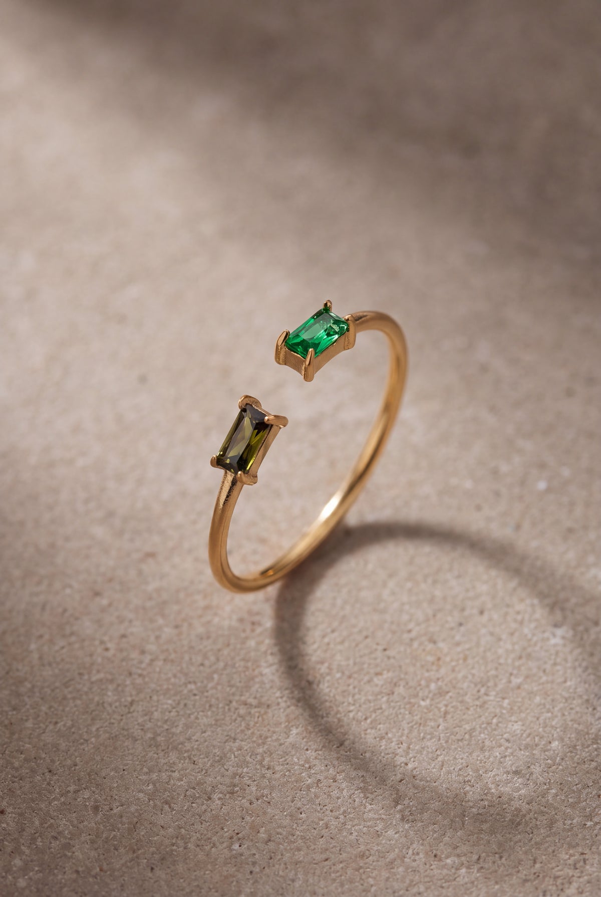 Personalized Two Baguette Birthstone Open Ring – product detail