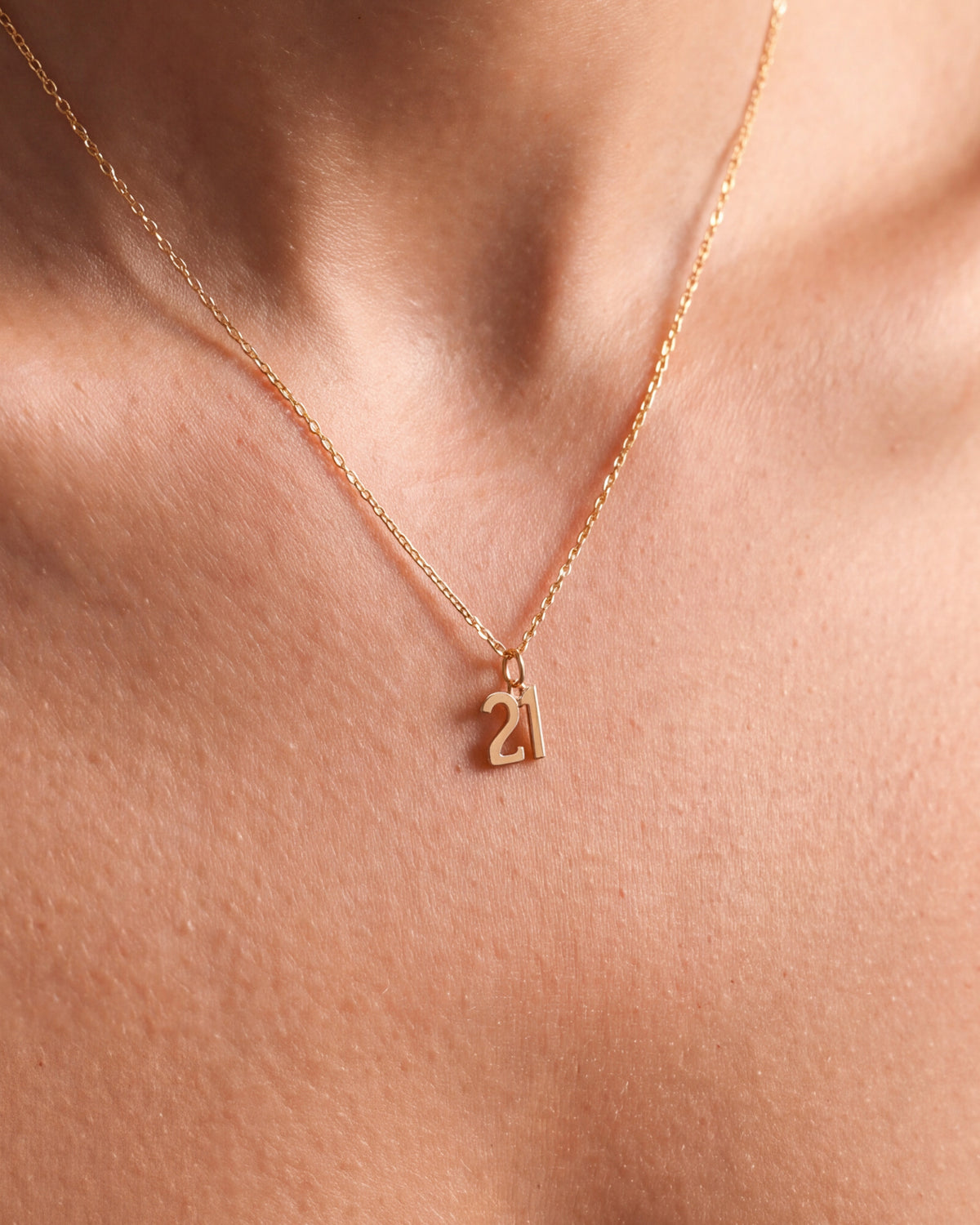 Personalized Varsity Number Necklace – close-up