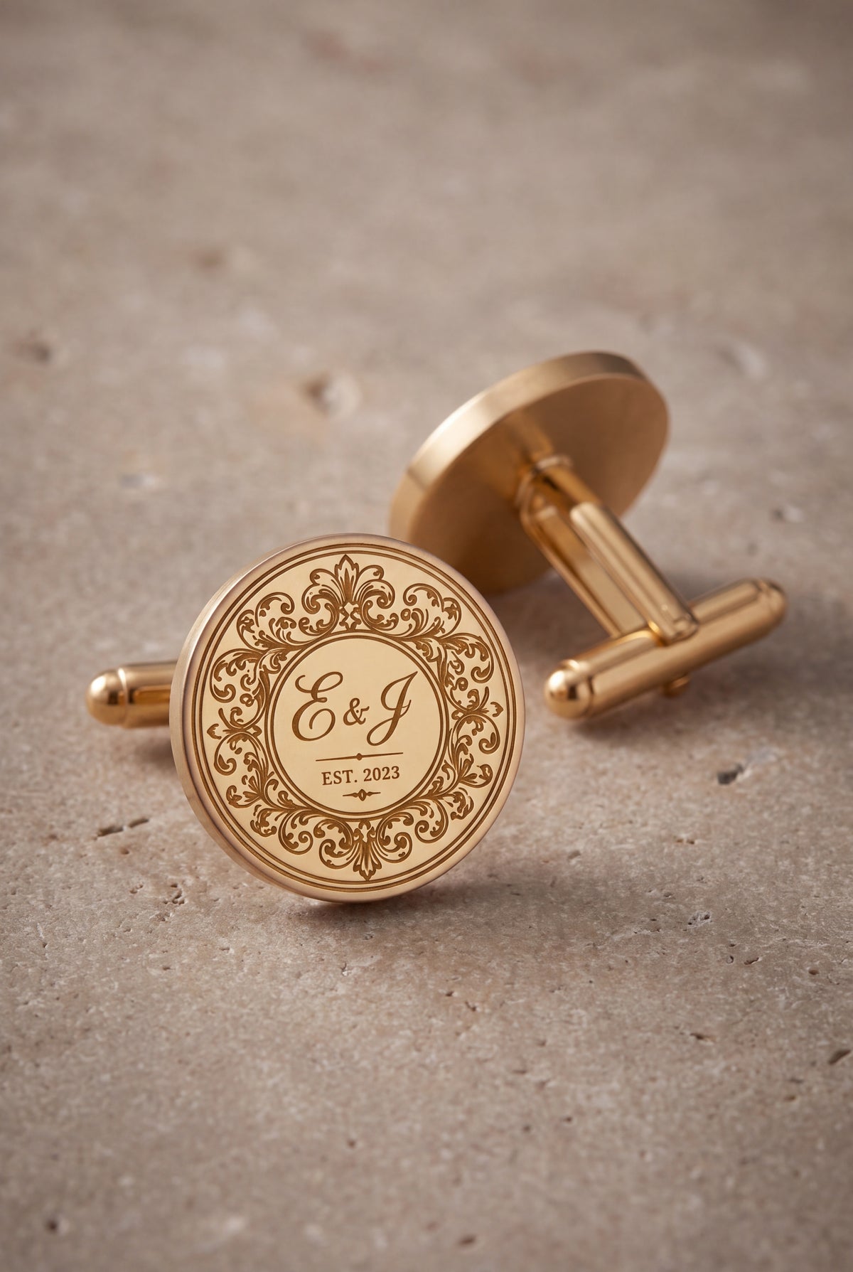 Personalized Wedding Monogram & Year Cufflinks – product detail
