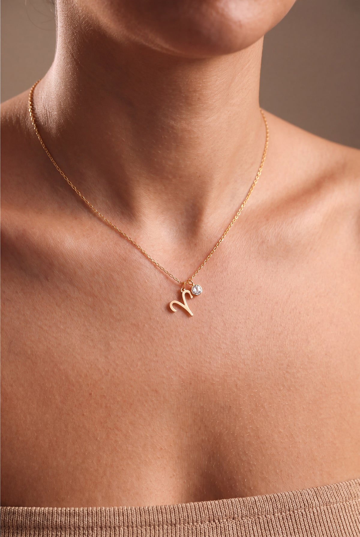 Personalized Zodiac Symbol Necklace – on model