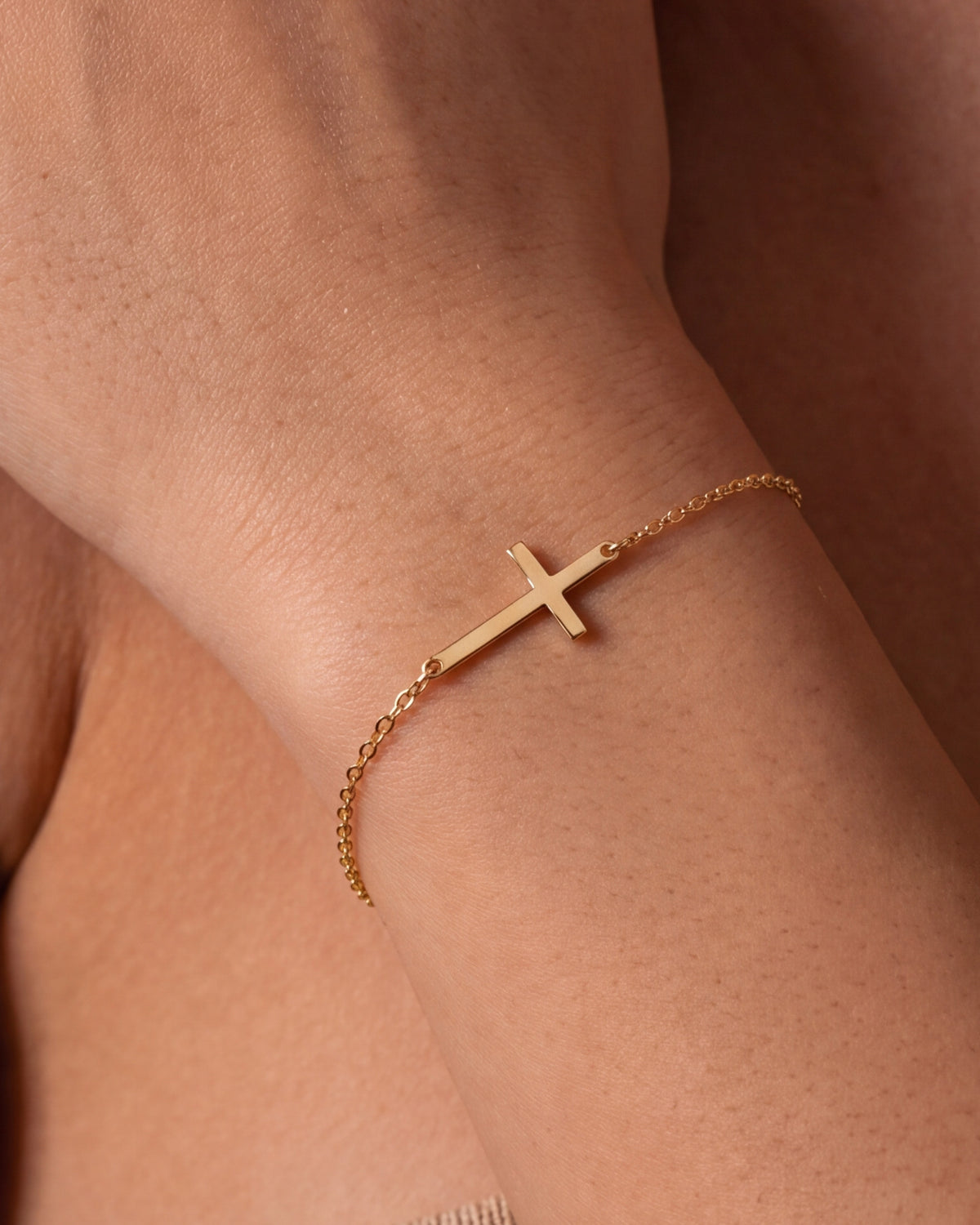 Pierced Sideways Cross Bracelet – close-up