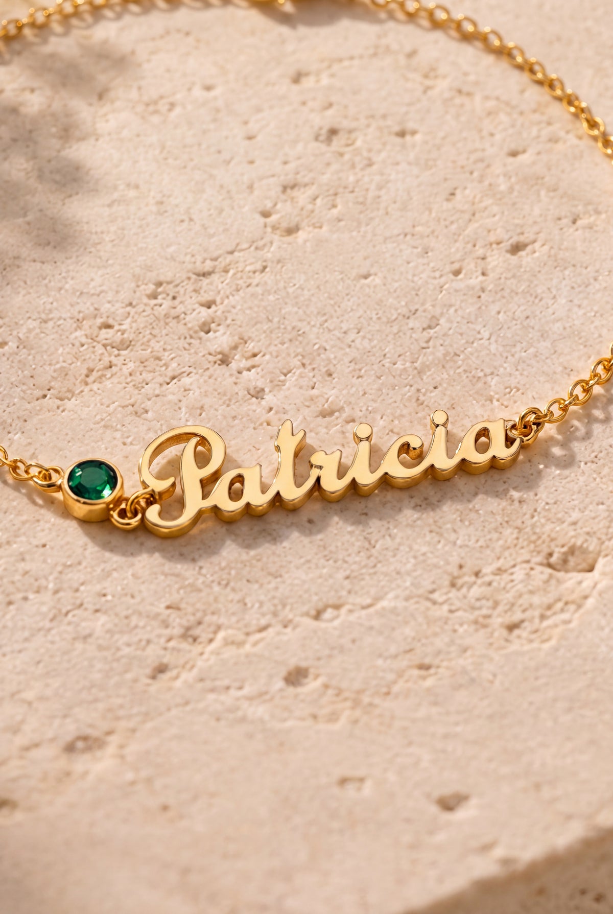 Script Name Anklet with Birthstone – product detail