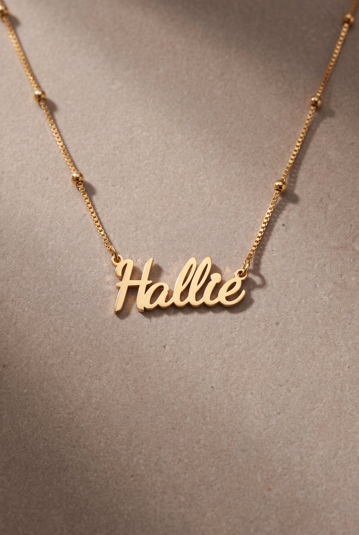 Script Name Necklace on Satellite Chain – product detail