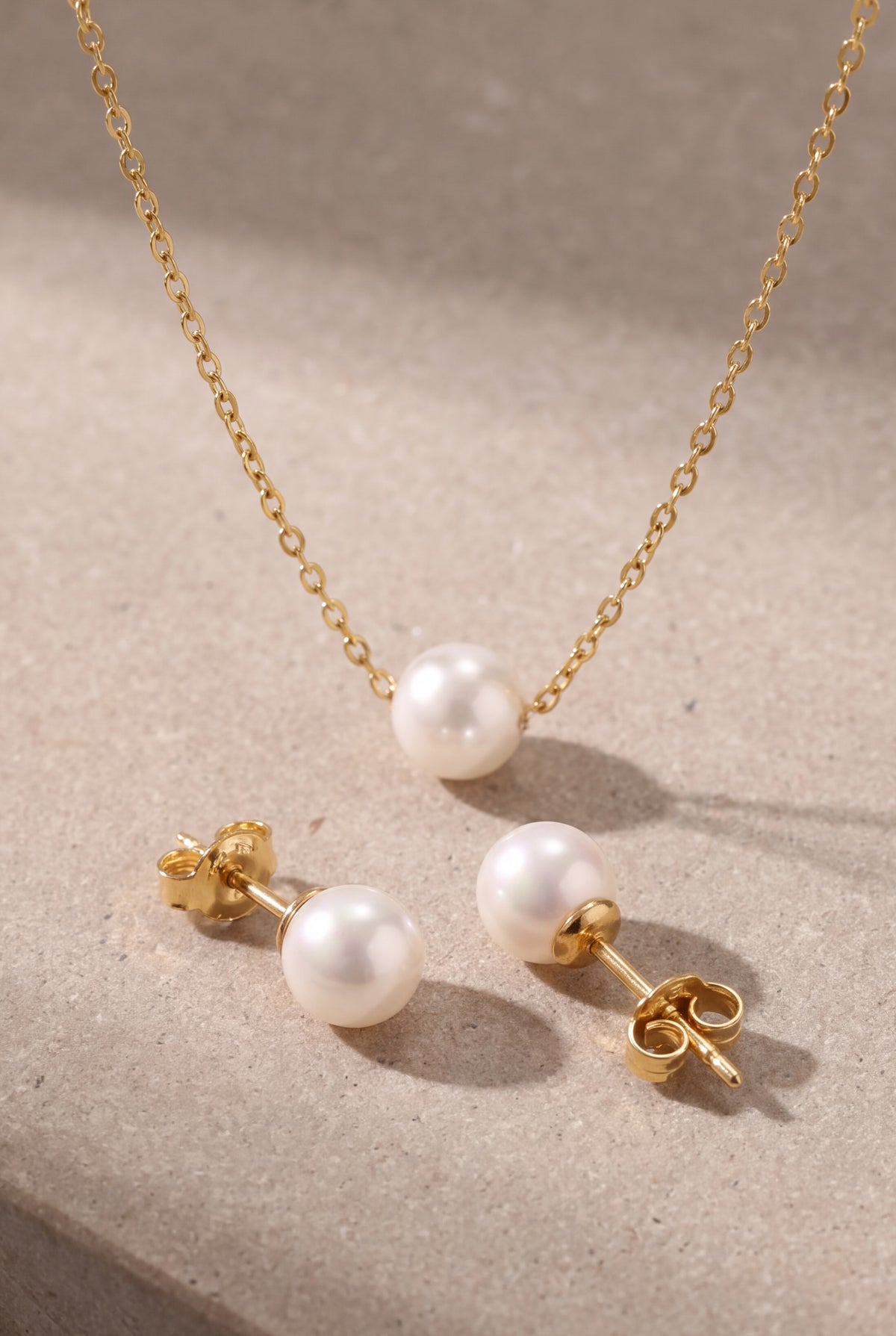 Single Pearl Necklace & Stud Earring Set – product detail