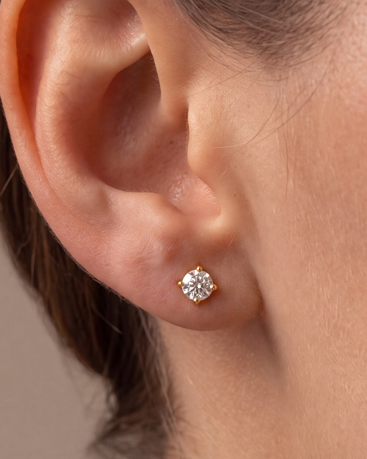 Solitaire Stud Earrings – close-up