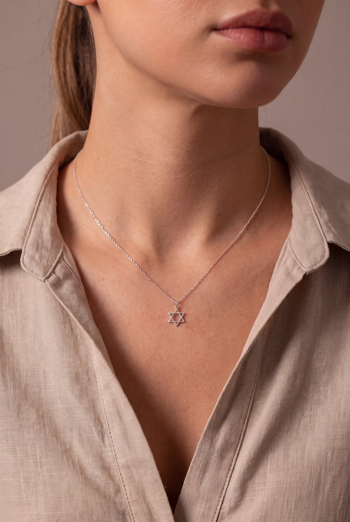 Star of David Necklace – on model