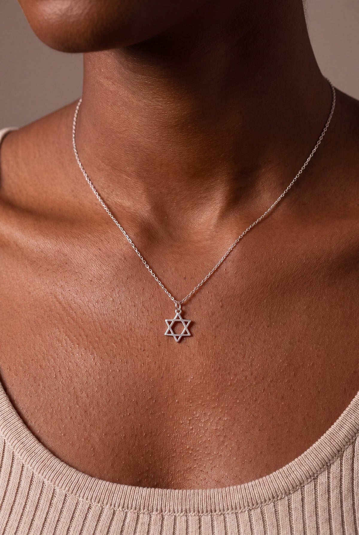 Star of David Necklace – on model, second view