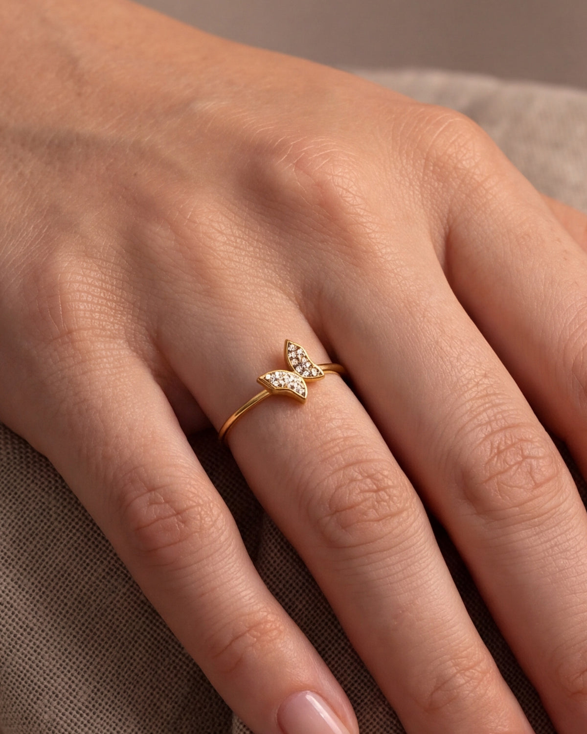 Stone-Set Butterfly Ring – close-up