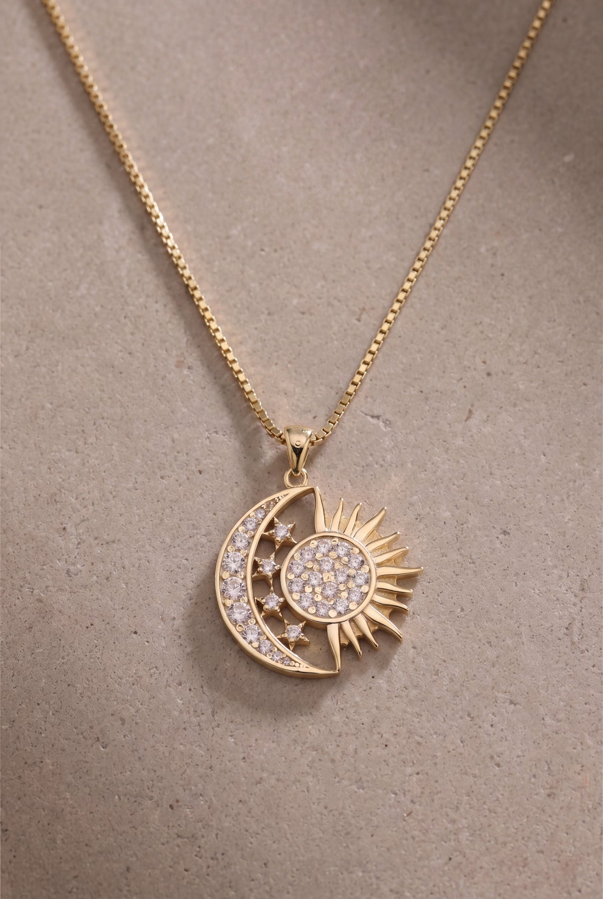 Stone-Set Moon & Sun Necklace – product detail