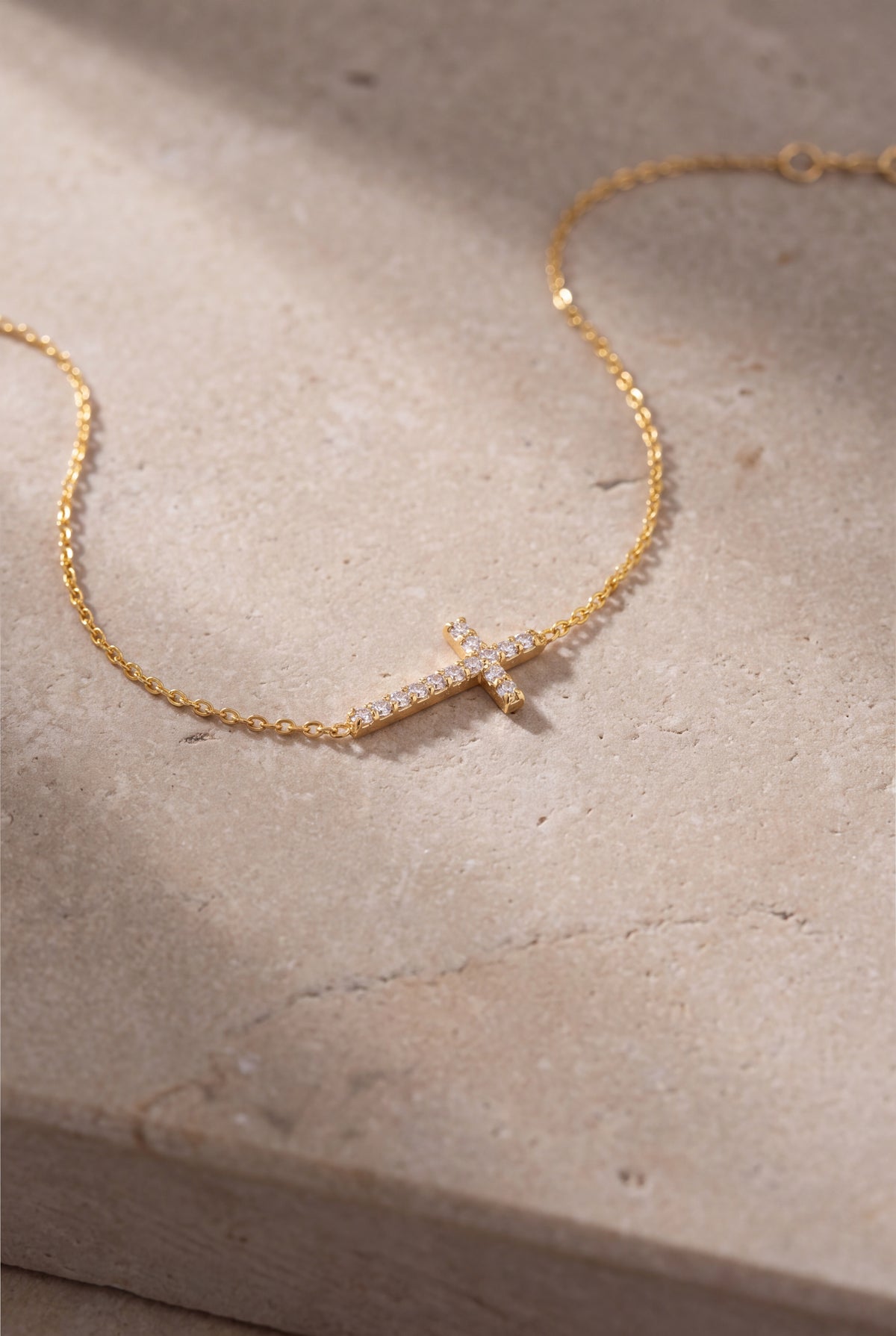 Stone-Set Sideways Cross Bracelet – product detail
