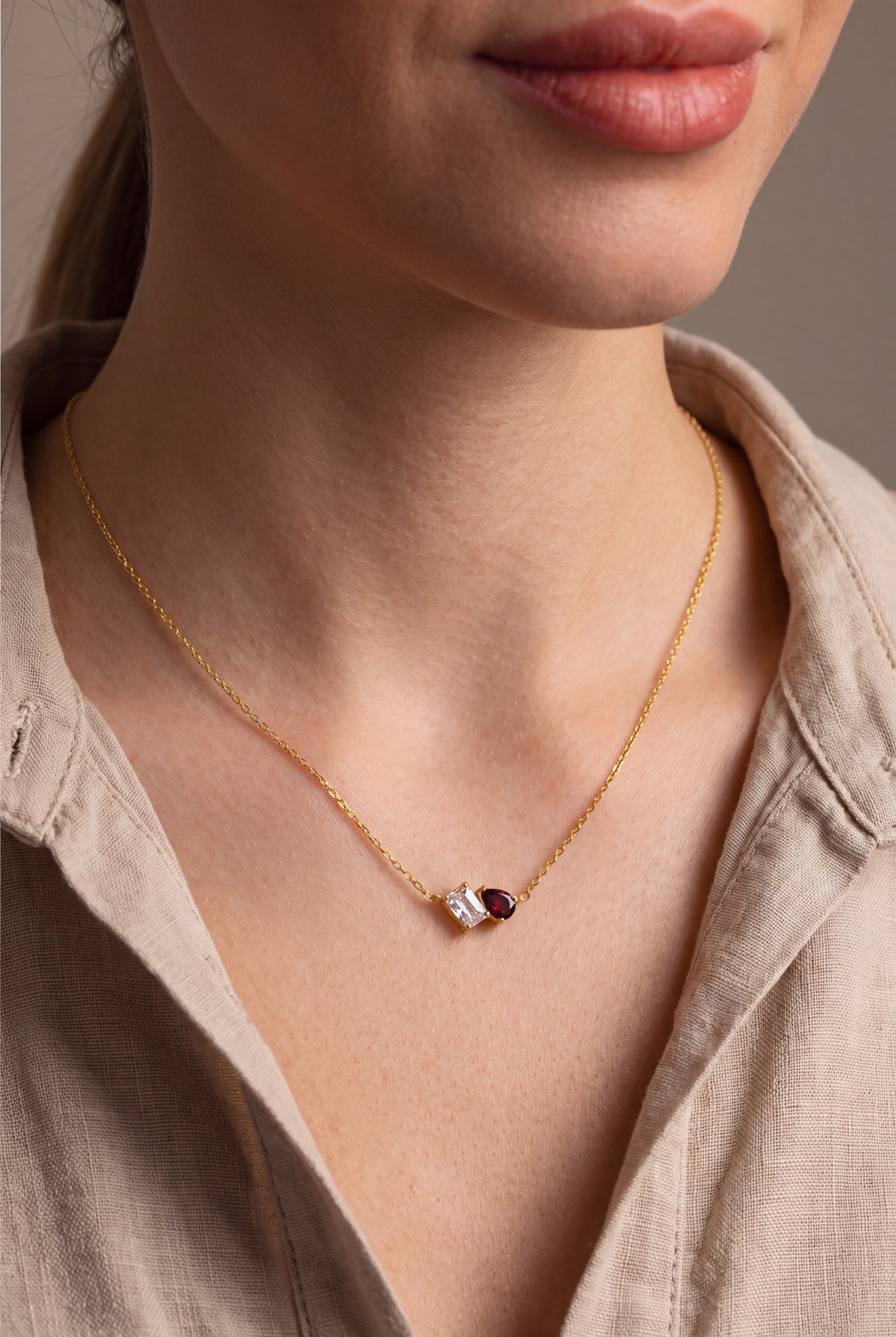 Toi et Moi Two-Stone Necklace – on model