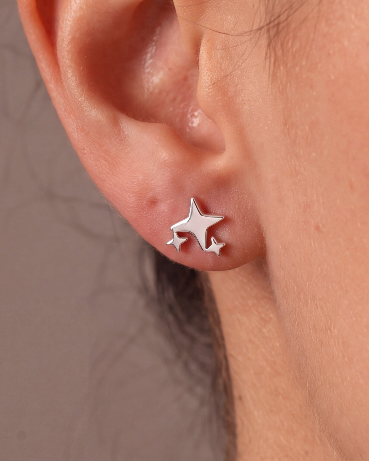 Triple Star Stud Earrings – close-up