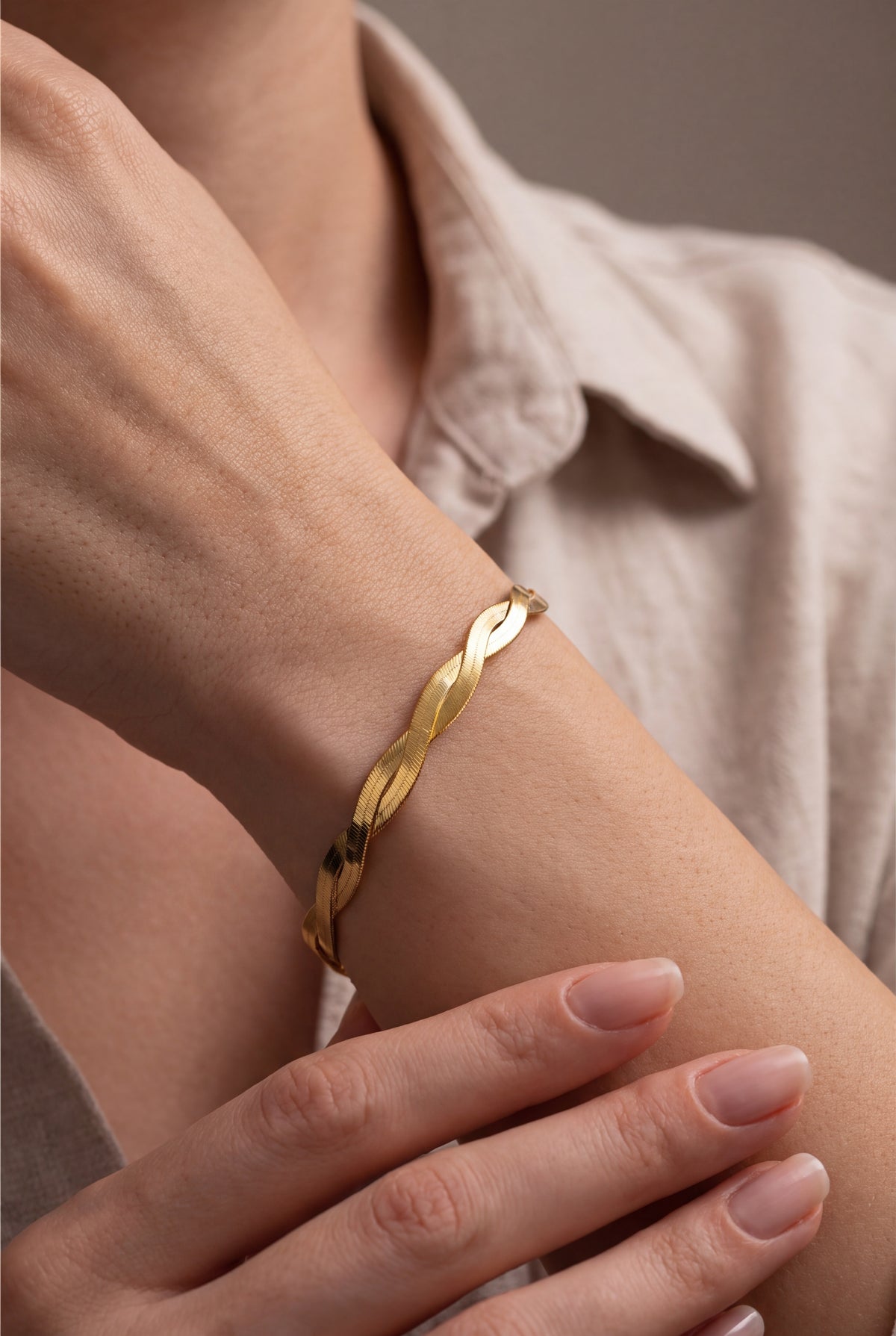 Twisted Herringbone Chain Bracelet – on model