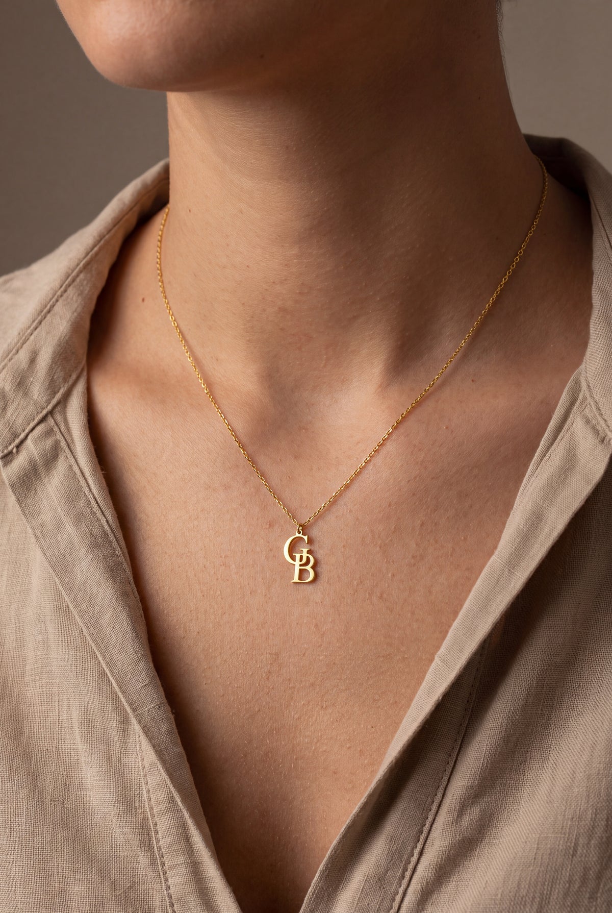 Two-Letter Monogram Necklace – on model
