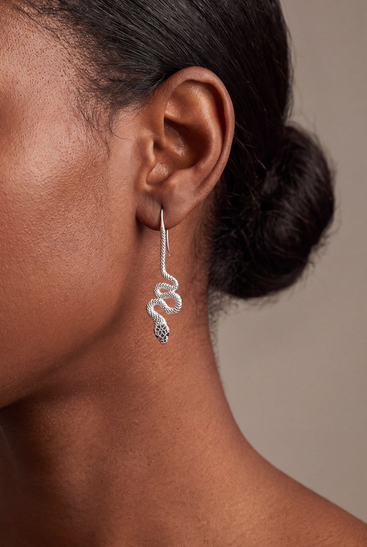 Wavy Snake Drop Earrings – on model